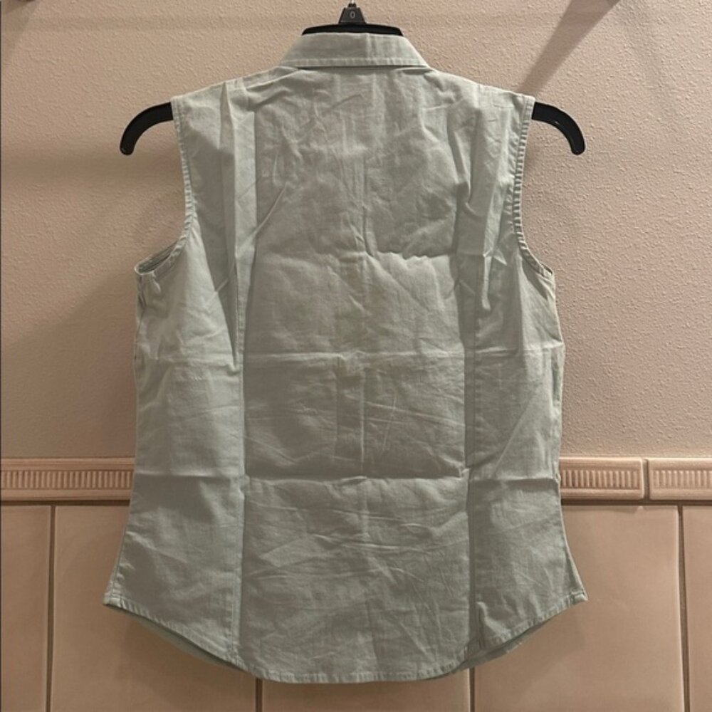 Vintage DCC cotton sleeveless tailored fitted stretch collar button down blouse - Picture 9 of 13